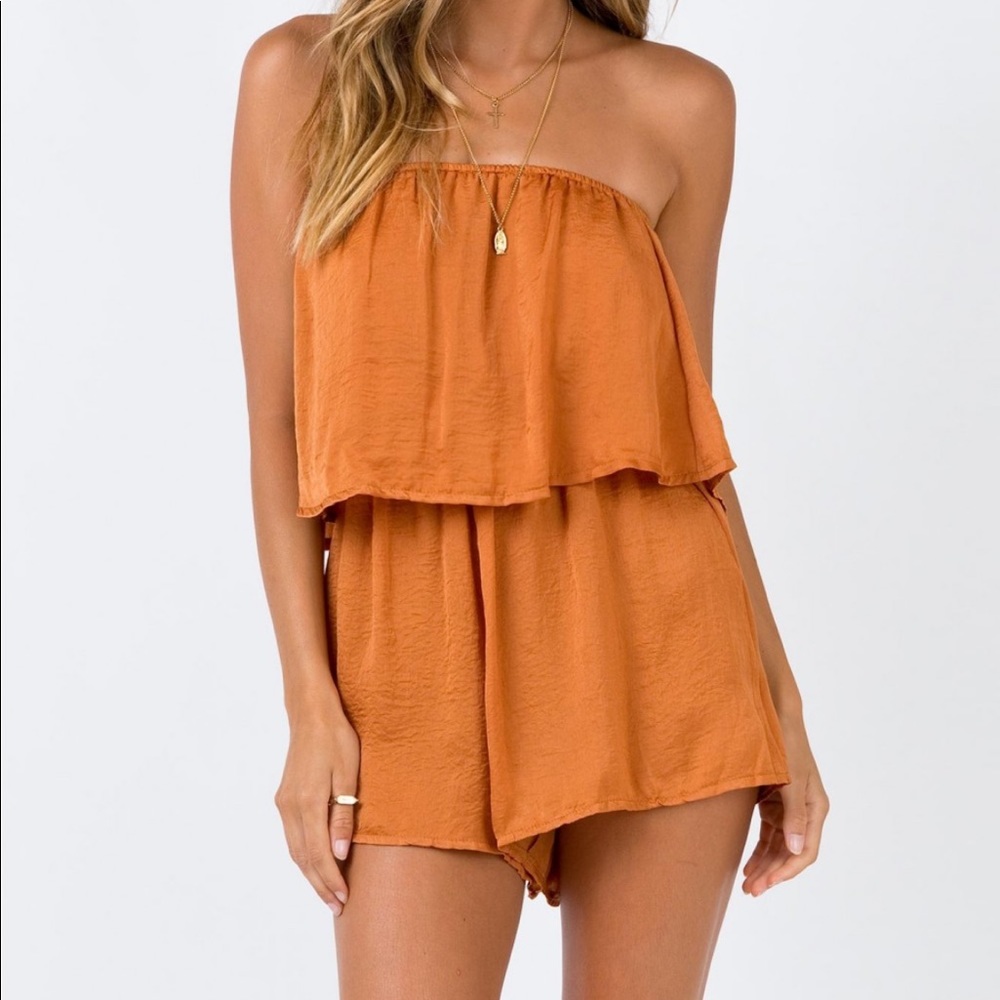 Strapless spiced honey romper